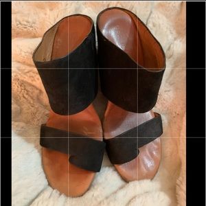 Black Suede Mule Slides, Size 6